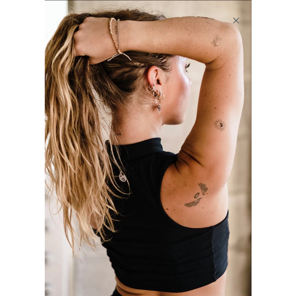 Women's Werk Black Ribbed Crop Top L - Picture 3 of 11